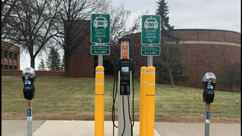 Photo of electic vehicle charging staions on campus
