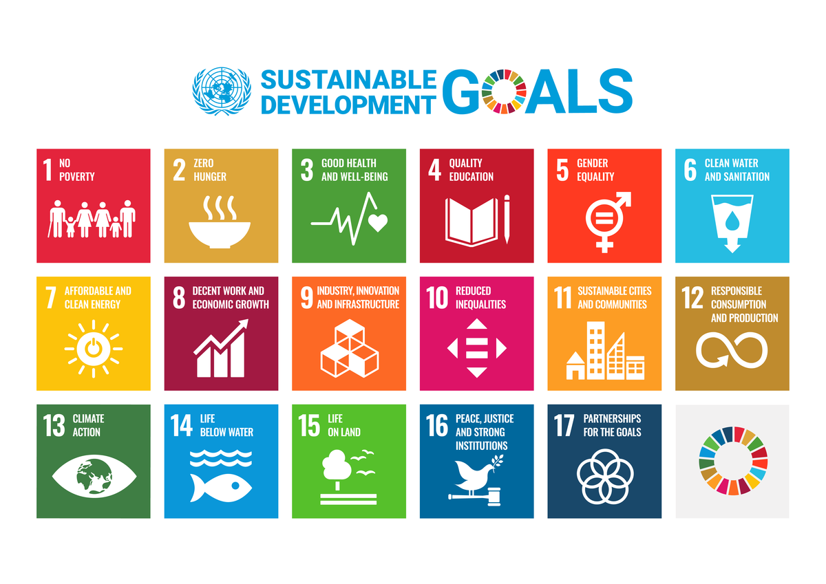 17 sustainable development goals of the UN in color blocks